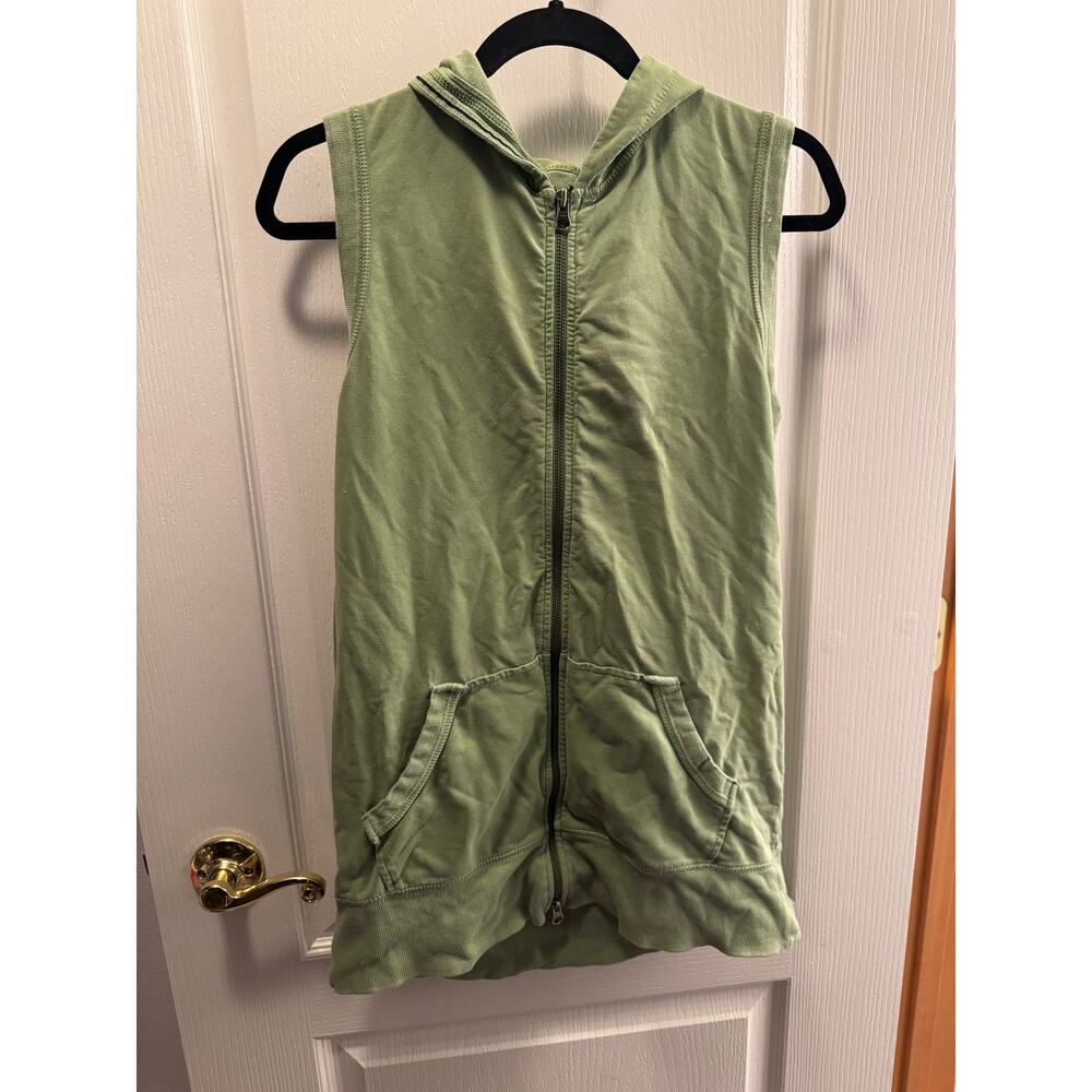 Gap Vintage Y2K Light Green Sleeveless Zip Up Hoodie Tank Top Athleisure Size L